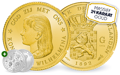 Massief Gouden uitgifte Willhelmina 1892
